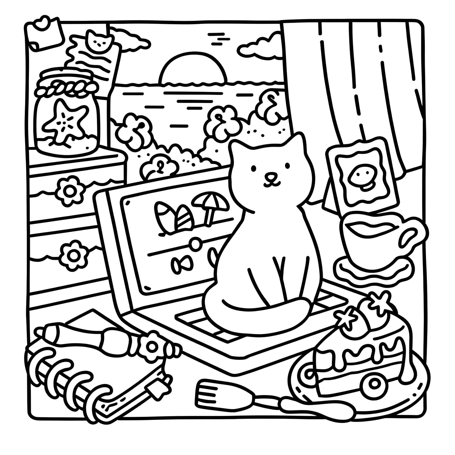 Calm Cat Moments Coloring Book